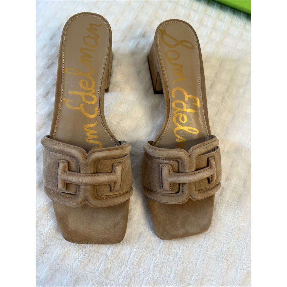 Sam Edelman Taupe Suede Slide Heels - Picture 12 of 16